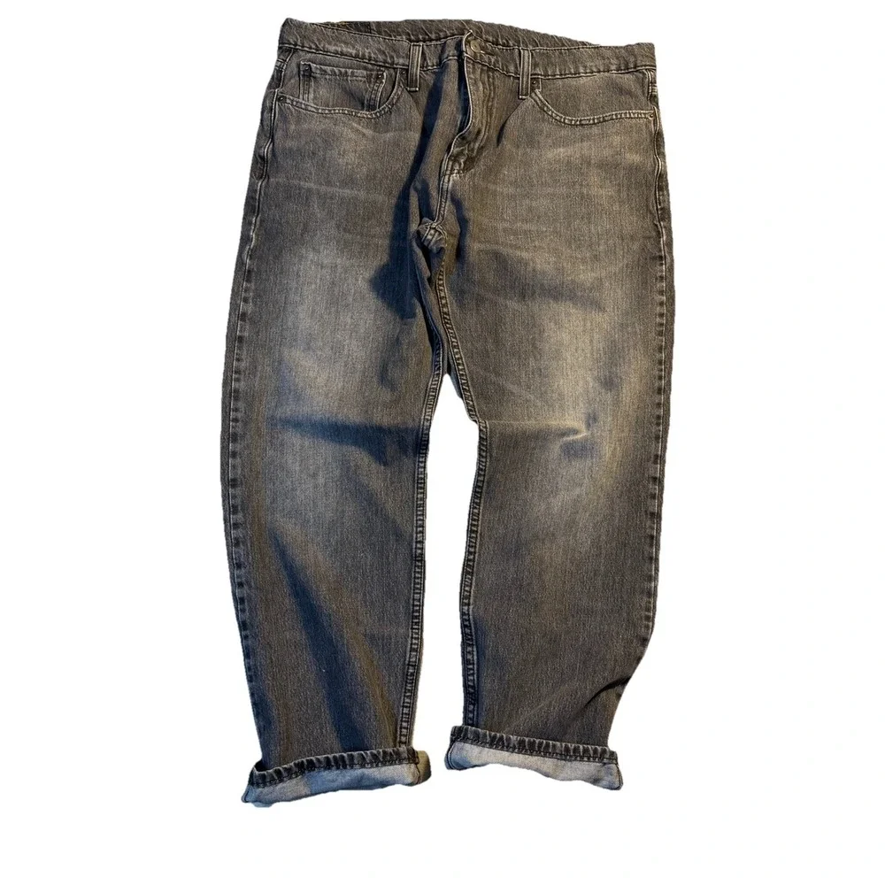 Levi's 502 Jeans Men 36x29 Gray Wash Straight Fit Denim Pants